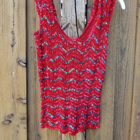 CRIMSON RED TOP - HAND EMBROIDERED WITH SEQUIINS - Picture 6 of 7